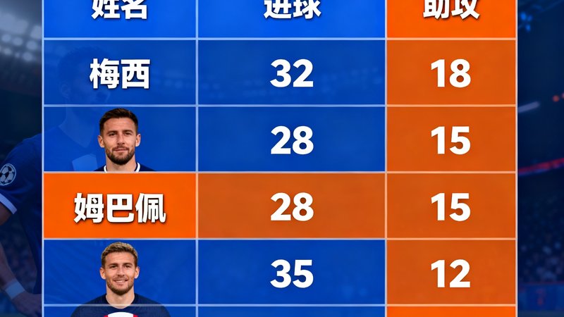 数据图表展示2024年度最佳球员数据对比，包含进球和助攻等多个维度